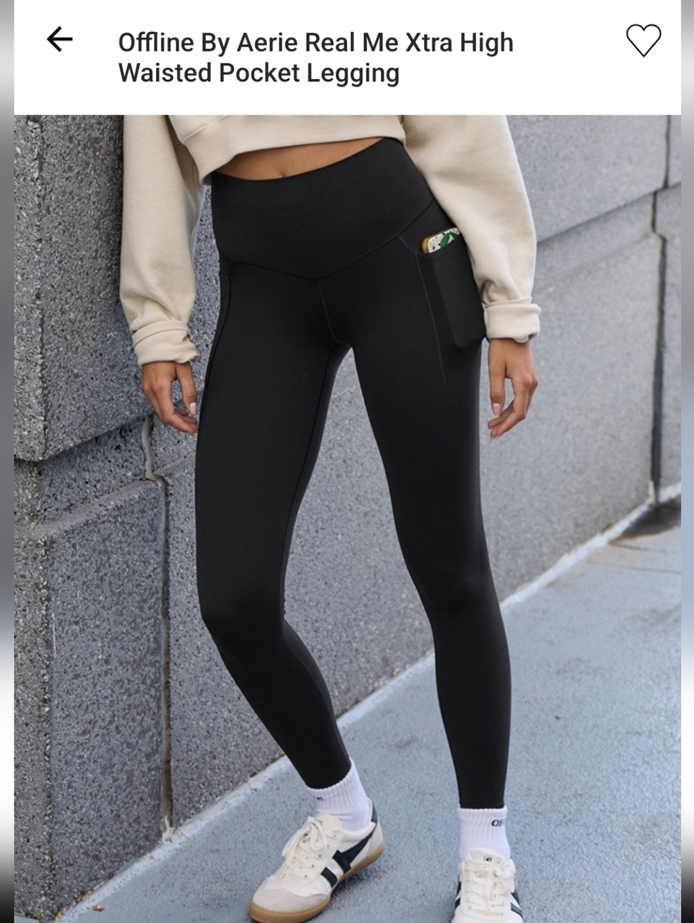 Black Aerie Real ME Xtra  7/8 Legging